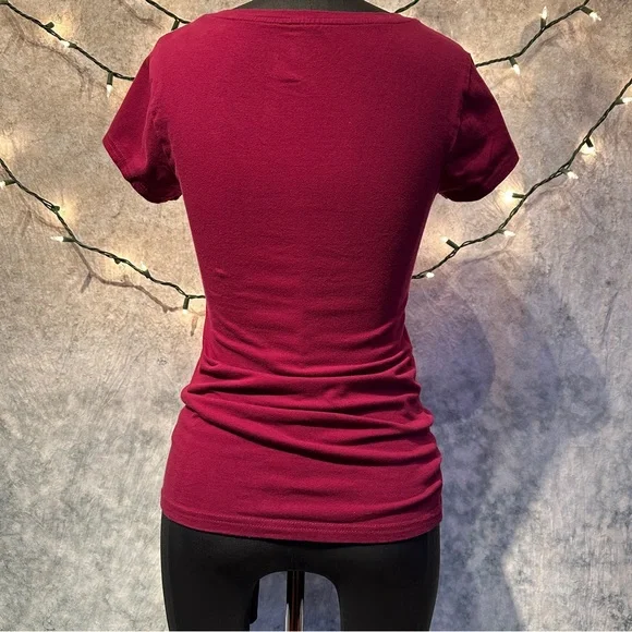 Energie Red Short Sleeve V-Neck Top juniors M - Picture 4 of 6